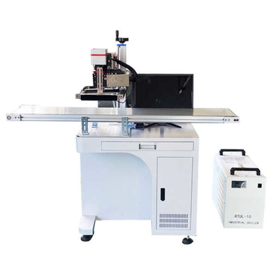 50W CCD Vision Positioning Automatic Fiber Laser Marker On Assembly Production Line For Glass Plastic